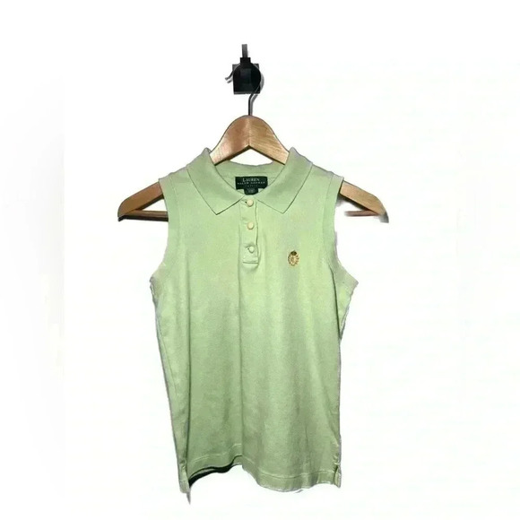 Polo Ralph Lauren Tops - Lauren Ralph Lauren Top Womens PS Petite Small Mint Sleeveless RL Logo Embroider